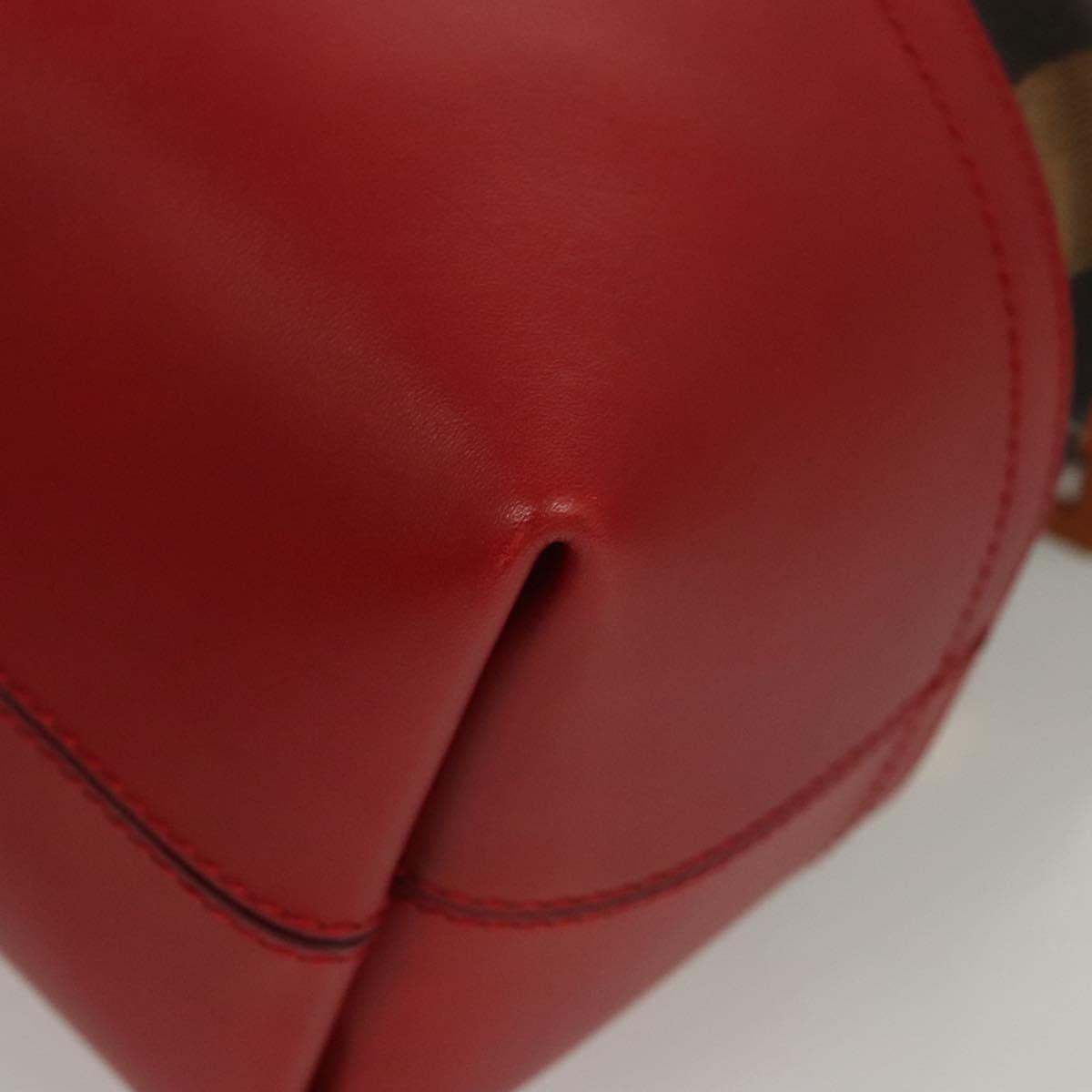 Fendi Pequin 2Bag Canvas and Leather, BROWN, CANVAS, Shoulder bag