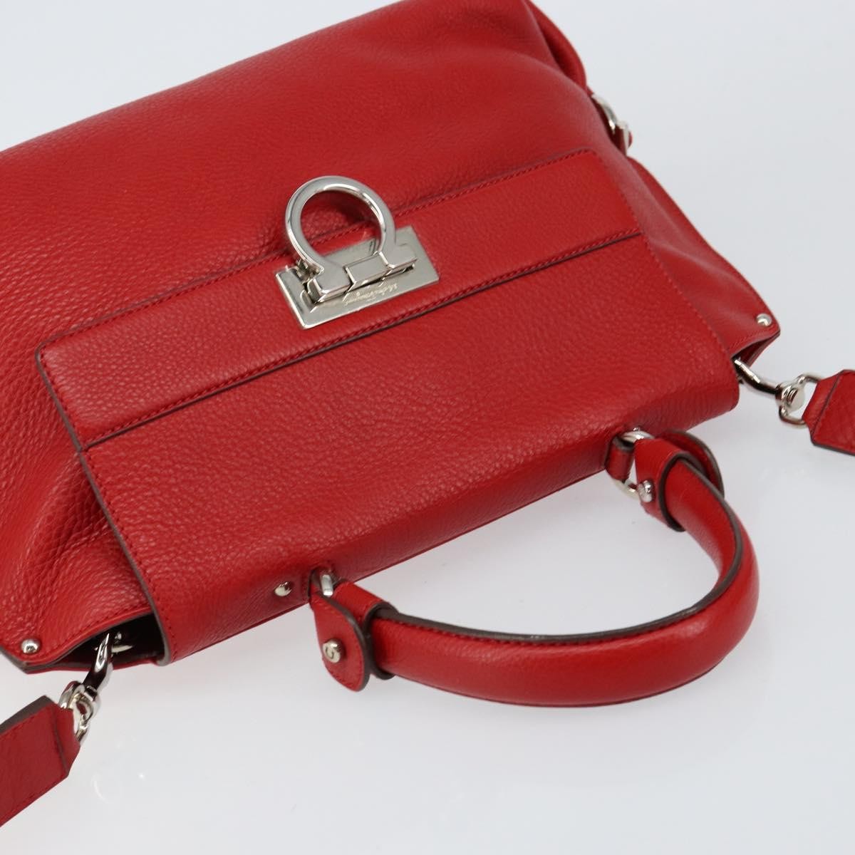 Salvatore Ferragamo Sofia Satchel Grainy Leather, RED, LEATHER, Handbag