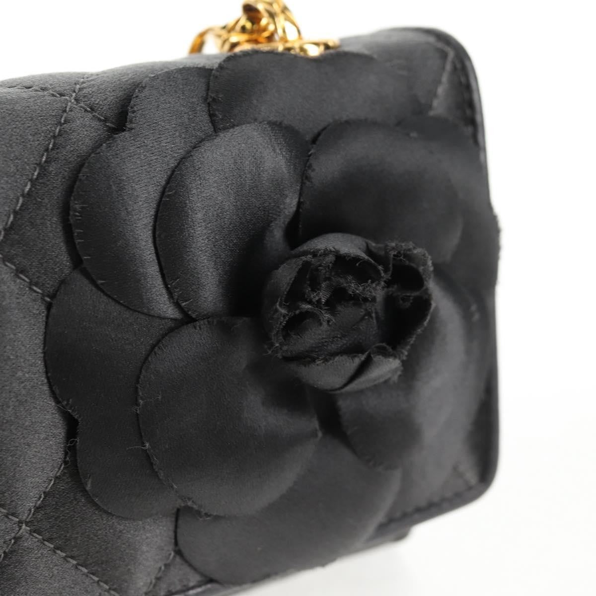 Chanel Vintage Camellia Flap Bag Satin, GRAY, SATIN, Clutche & pouche