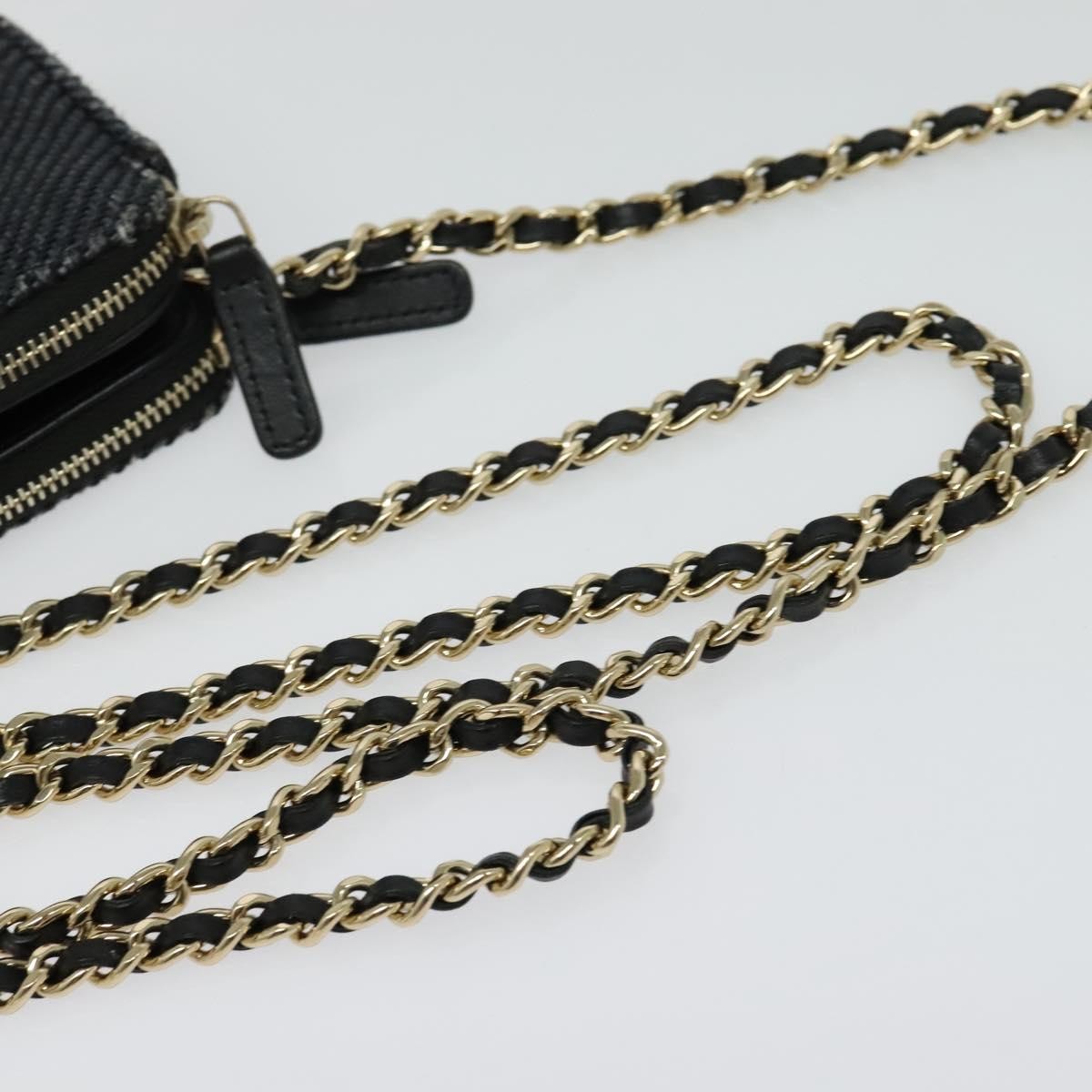 Chanel Deauville Chain wallet Raffia, NAVY, WICKER, Wallets