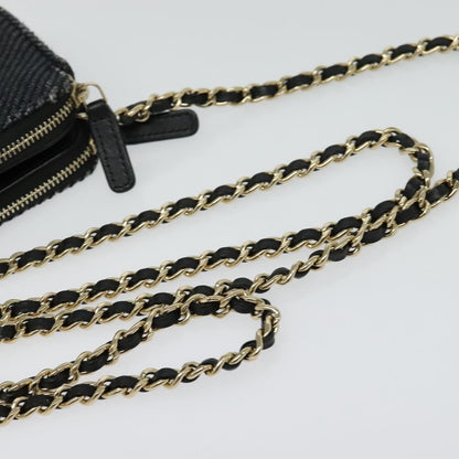 Chanel Deauville Chain wallet Raffia, NAVY, WICKER, Wallets