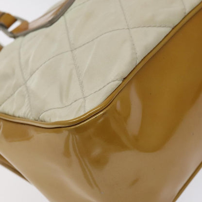 Prada Vintage Shoulder Bag Nylon and Patent Leather, BEIGE, NYLON, Shoulder bag