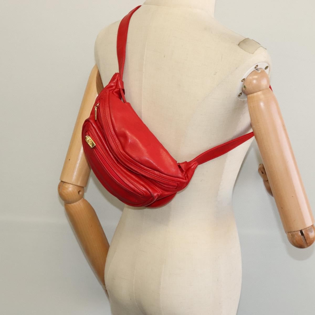 Gucci Waist Bag Leather, RED, LEATHER, Shoulder bag