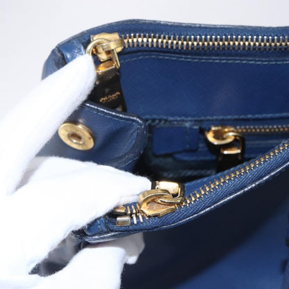 Prada Galleria Double Zip Tote Saffiano Leather, BLUE, LEATHER, Tote bag