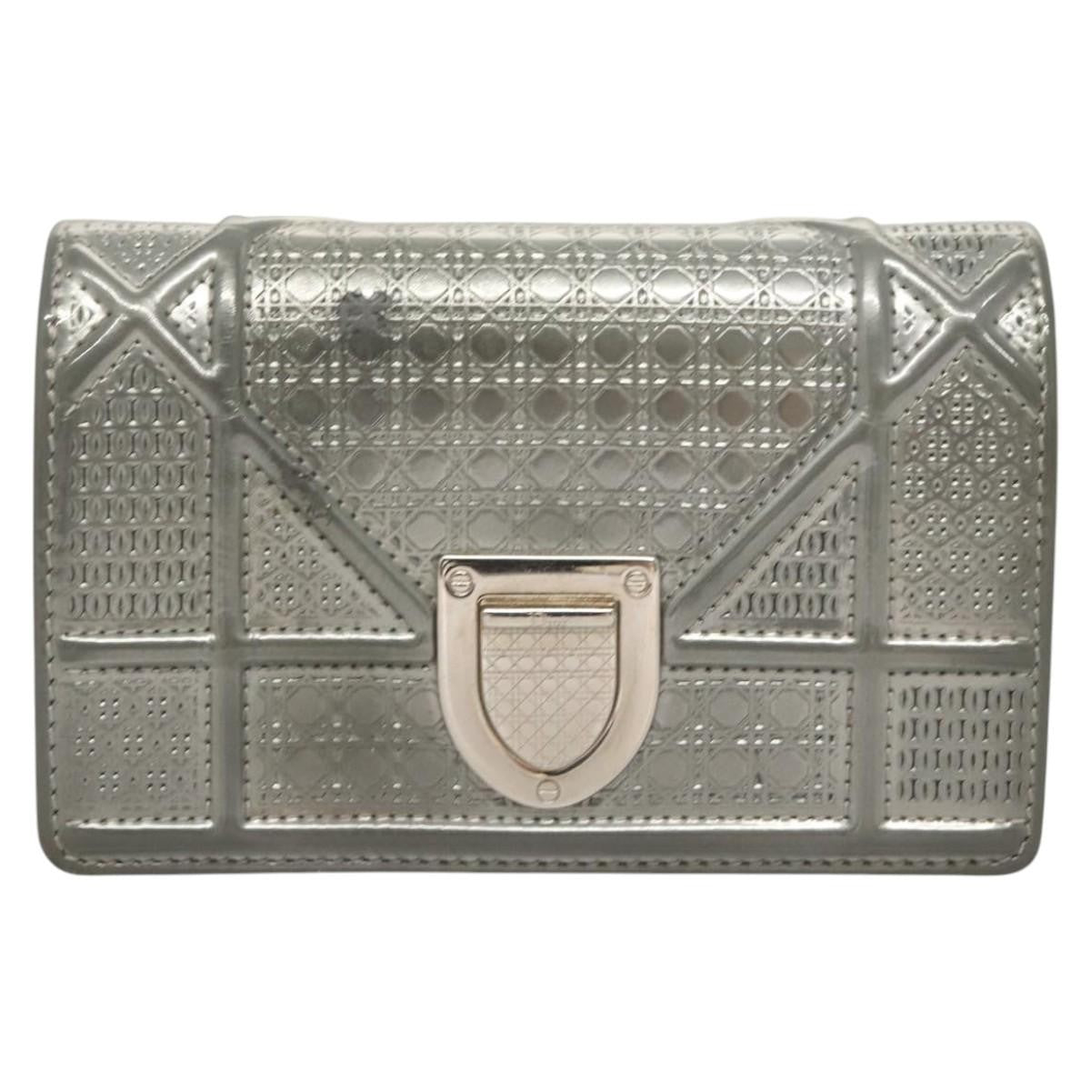 Christian Dior Diorama Wallet on Chain Enamel, SILVER, PATENT_LEATHER, Shoulder bag