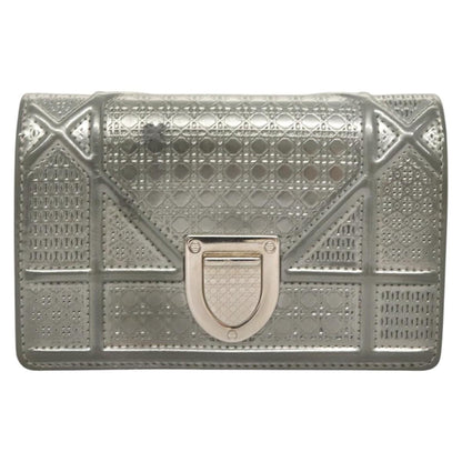 Christian Dior Diorama Wallet on Chain Enamel, SILVER, PATENT_LEATHER, Shoulder bag
