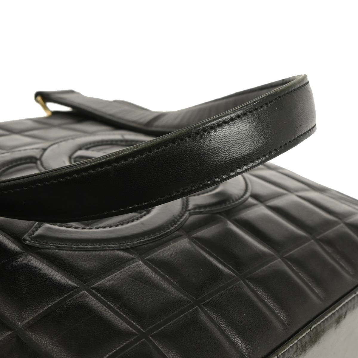 Chanel Chocolate Bar CC Tote Quilted Leather, BLACK, LEATHER, Tote bag