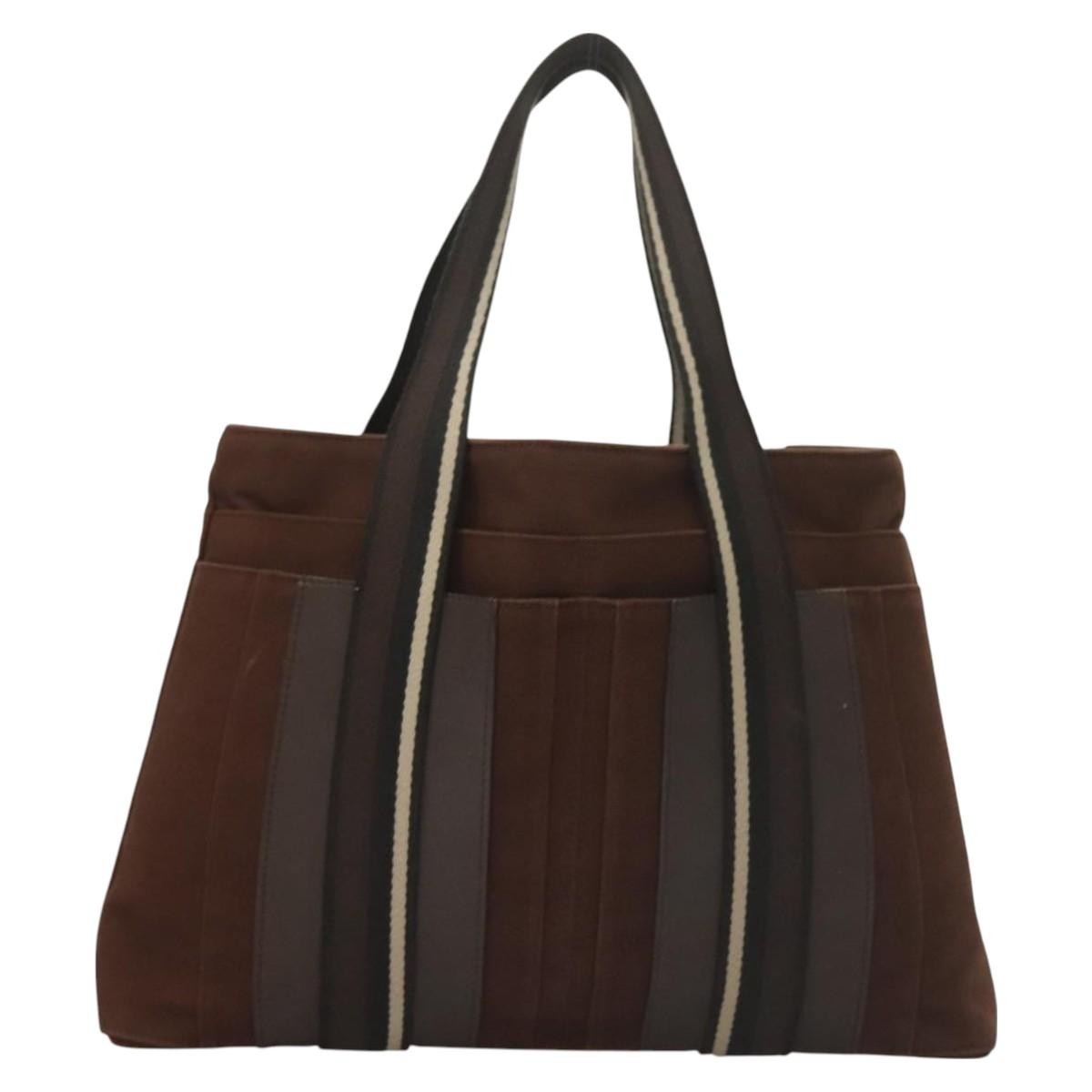 Hermes Troca Horizontal Tote Canvas, BROWN, CANVAS, Tote bag