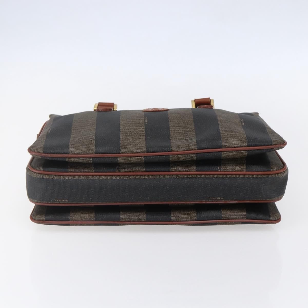 Fendi Vintage Pequin Convertible Boston Bag Coated Canvas, BROWN, CANVAS, Handbag