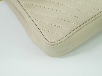 Celine Vintage Flap Shoulder Bag Quilted Leather, BEIGE, LEATHER, Shoulder bag