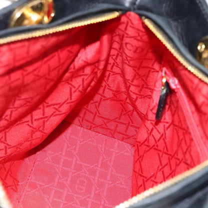 Christian Dior Lady Dior Bag Leather, Black, Leather, Handbag