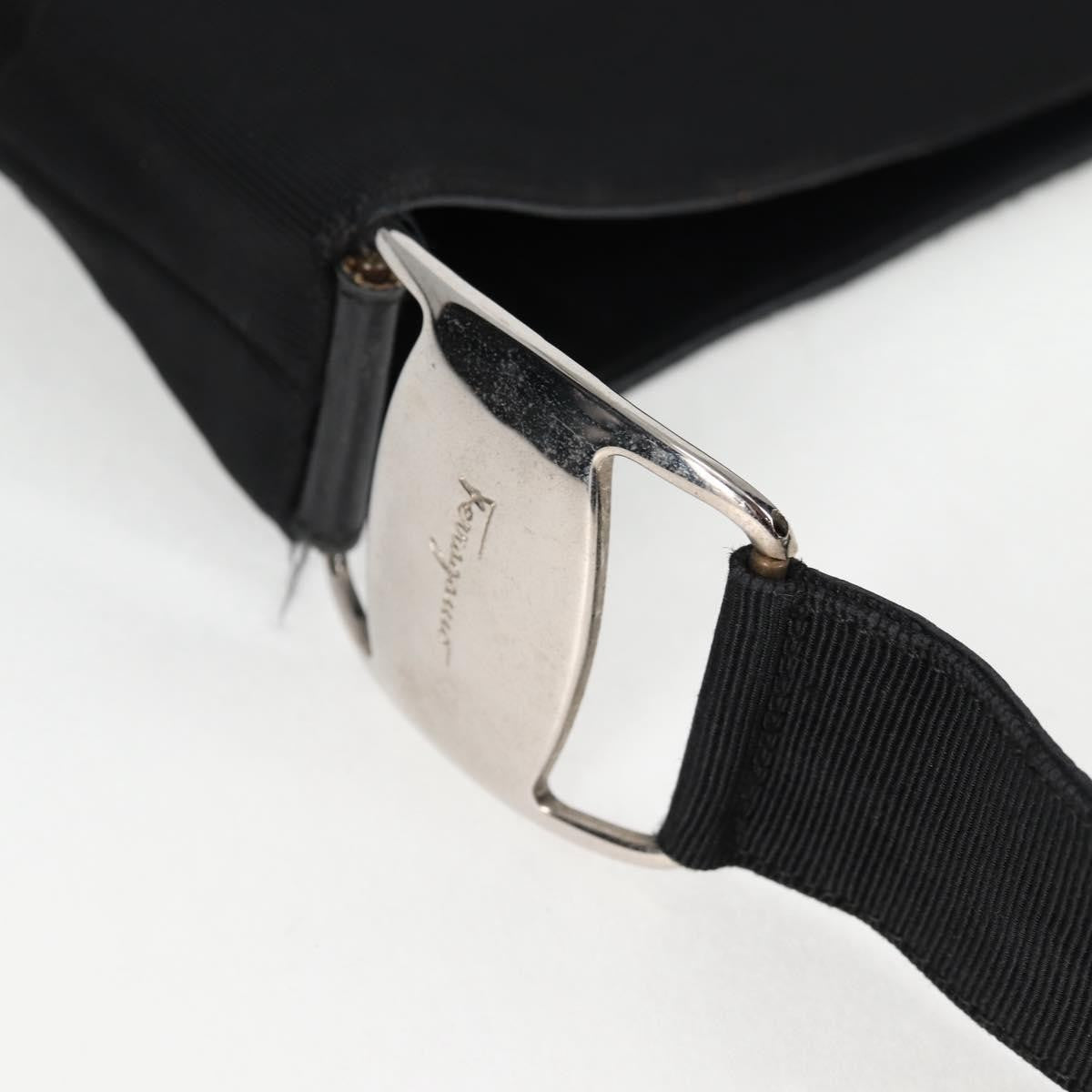 Salvatore Ferragamo Vala Shoulder Bag Nylon, BLACK, CANVAS, Shoulder bag