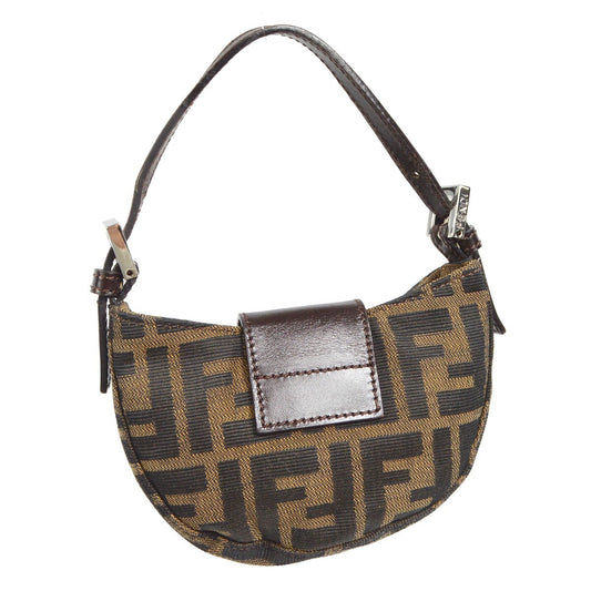 Fendi Vintage Croissant Bag Zucca Canvas, BROWN, CANVAS, Handbag
