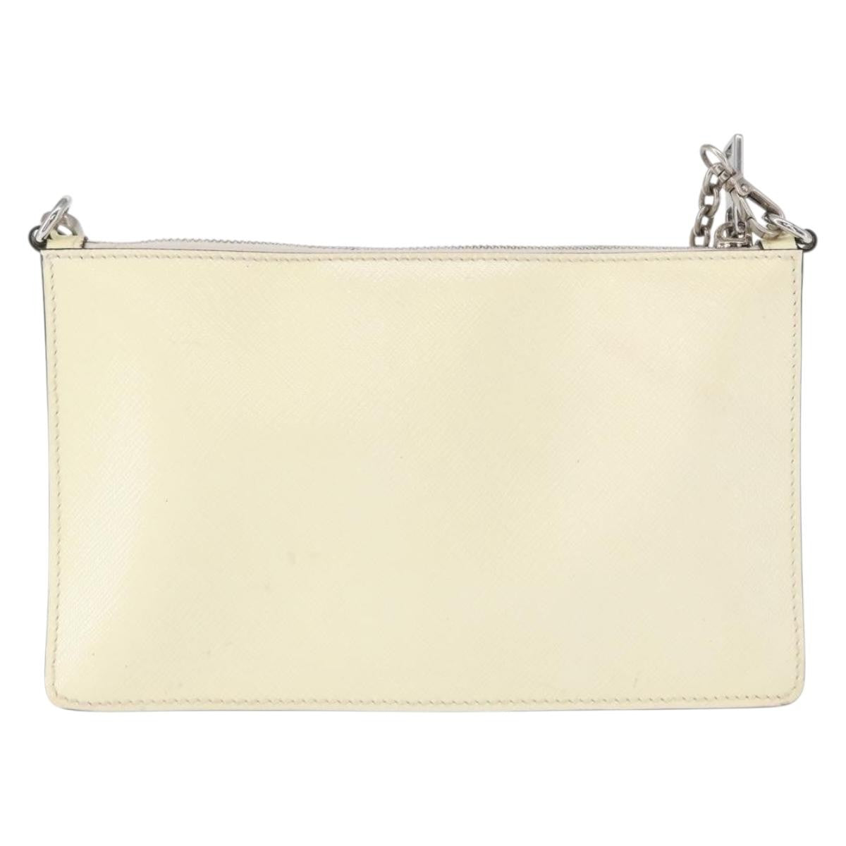 Prada Chain Crossbody Bag Vernice Saffiano Leather, WHITE, LEATHER, Shoulder bag
