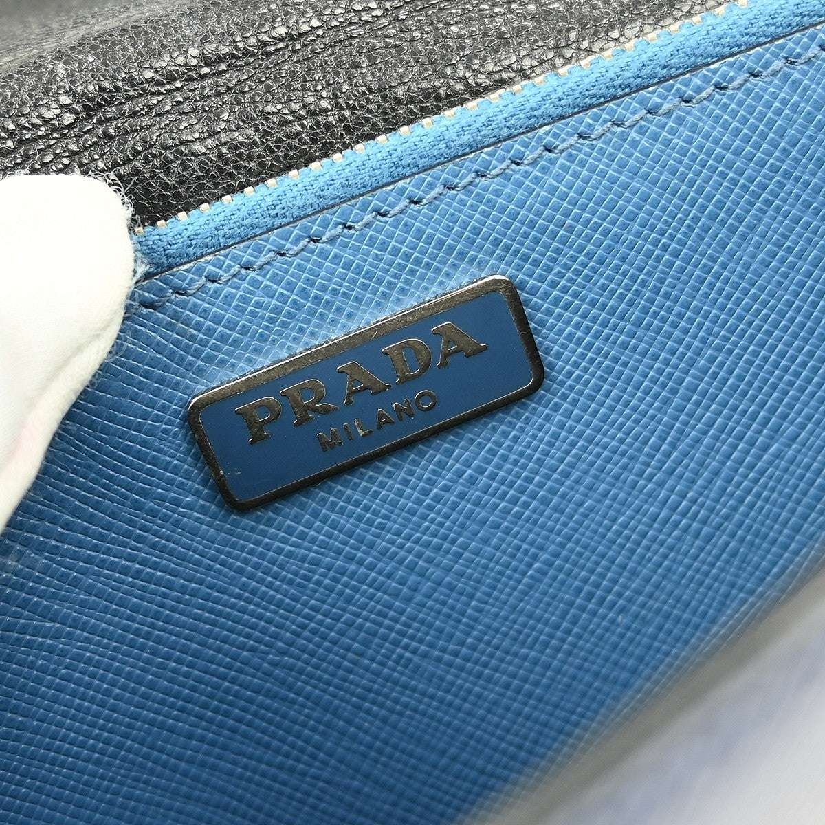 Prada Vintage Flap Shoulder Bag Leather, BLUE, LEATHER, Shoulder bag