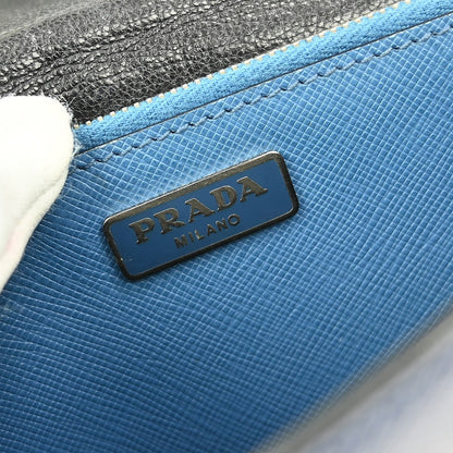 Prada Vintage Flap Shoulder Bag Leather, BLUE, LEATHER, Shoulder bag