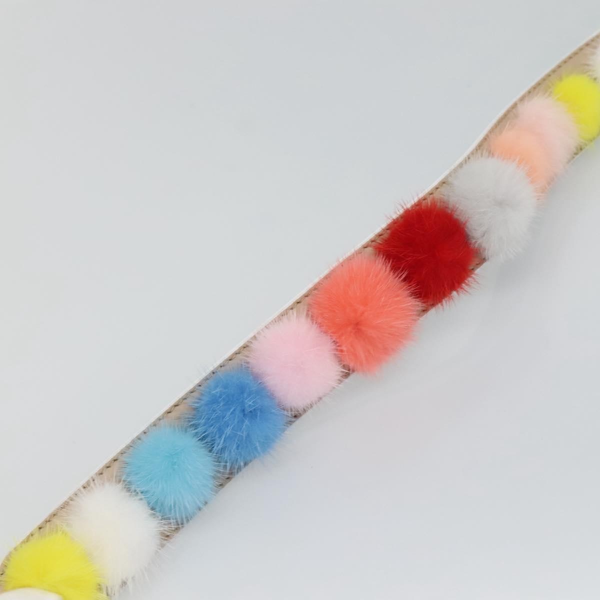 Fendi Pom Pom Strap You Shoulder Strap Leather and Fur, MULTICOLOUR, LEATHER, Straps