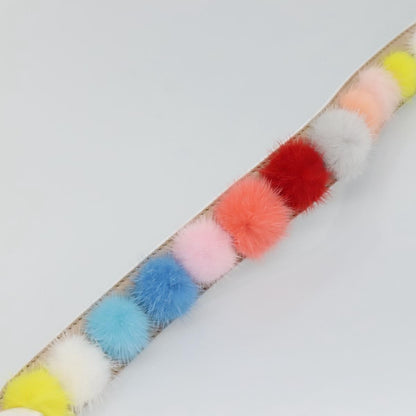 Fendi Pom Pom Strap You Shoulder Strap Leather and Fur, MULTICOLOUR, LEATHER, Straps