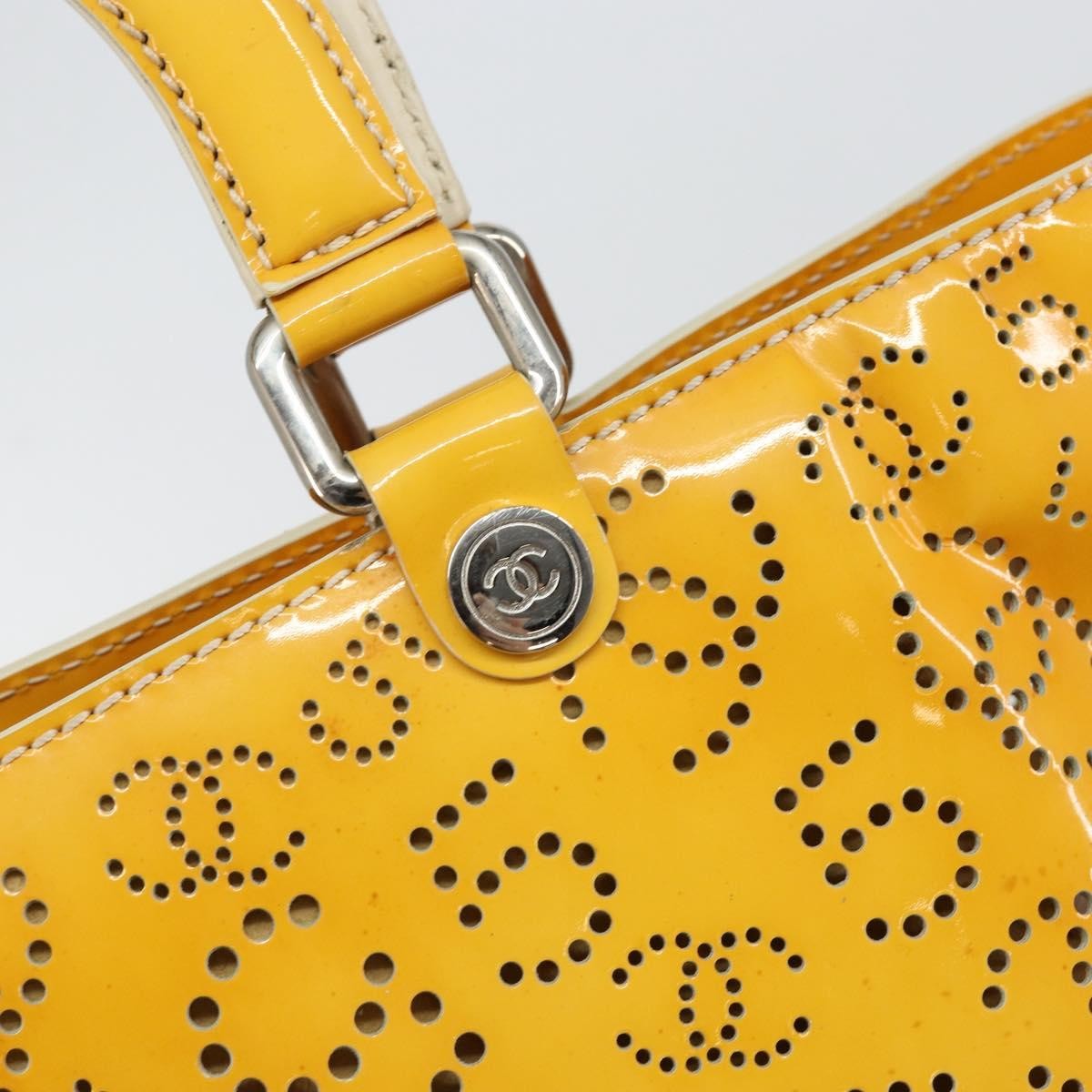 Chanel CC No.5 Shopping Tote Perforated Patent, YELLOW, PATENT_LEATHER, Tote bag