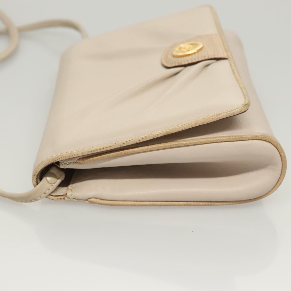 Celine Flap Shoulder Bag Leather, BEIGE, LEATHER, Shoulder bag