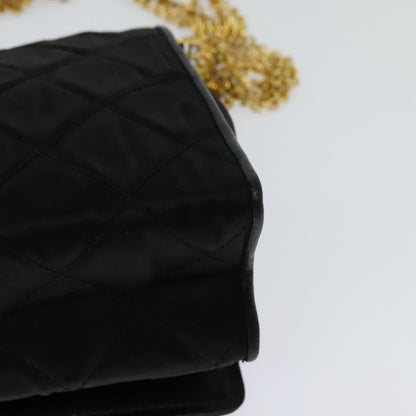 Chanel Chain Shoulder Bag Silk, BLACK, SATIN, Shoulder bag