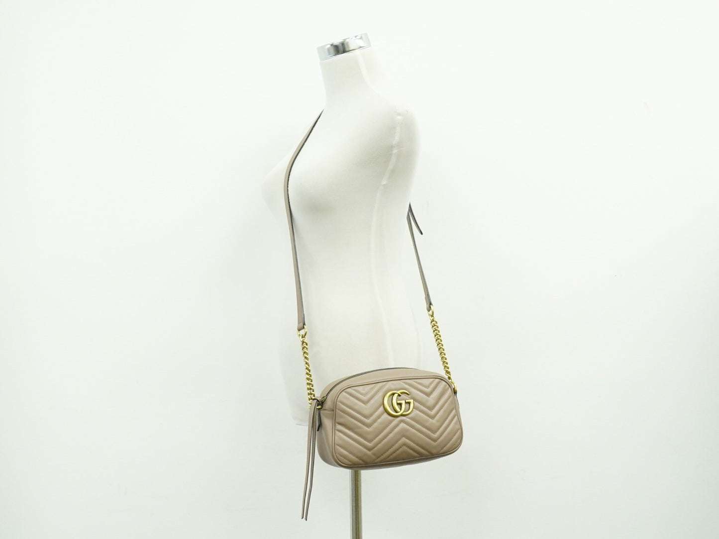 Gucci GG Marmont Shoulder Bag Matelasse Leather, BEIGE, LEATHER, Shoulder bag