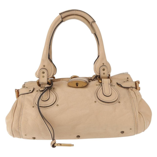 Chloe Paddington Lock Satchel Leather, BEIGE, LEATHER, Handbag