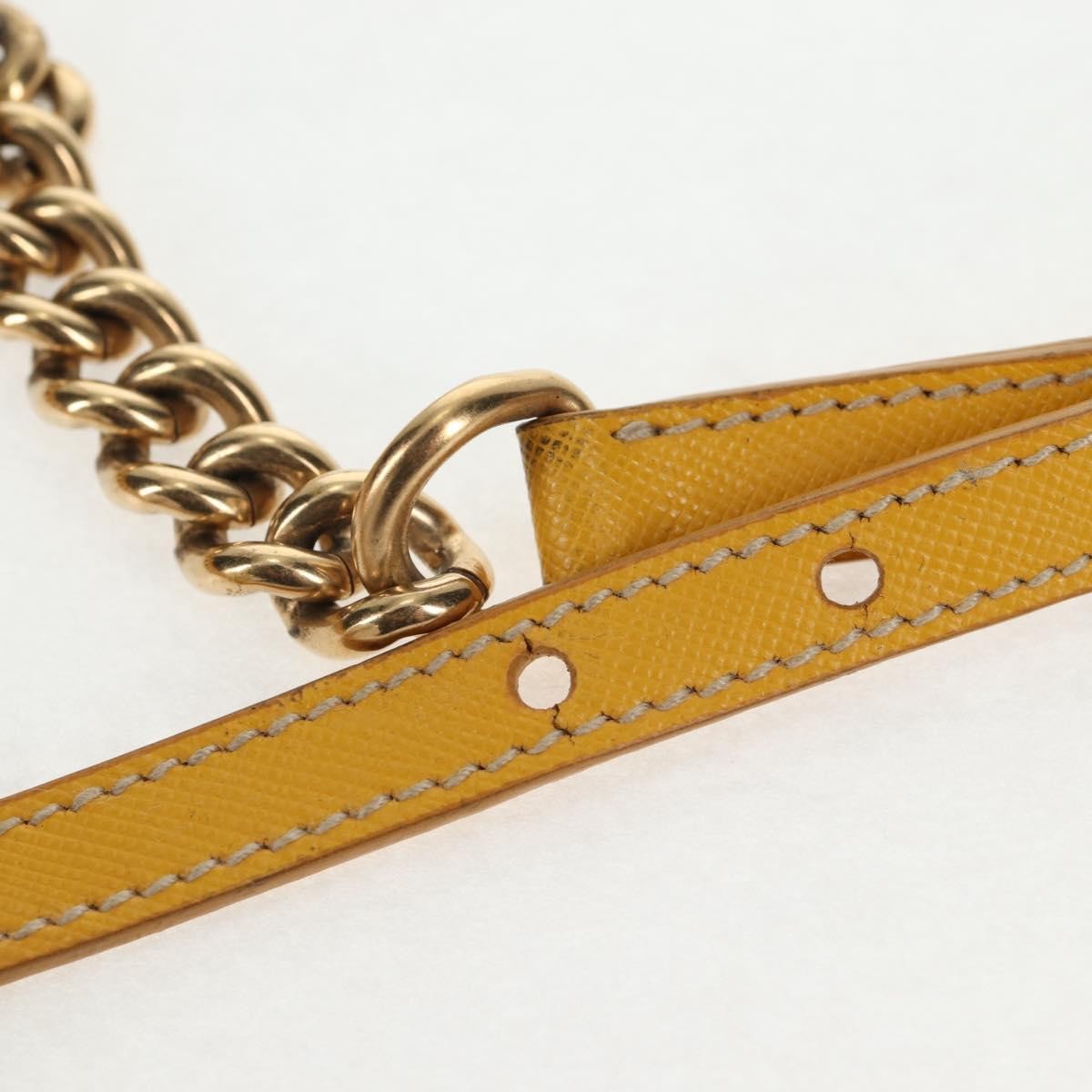Prada Logo Chain Crossbody Bag Tessuto and Saffiano Leather, YELLOW, NYLON, Clutche & pouche