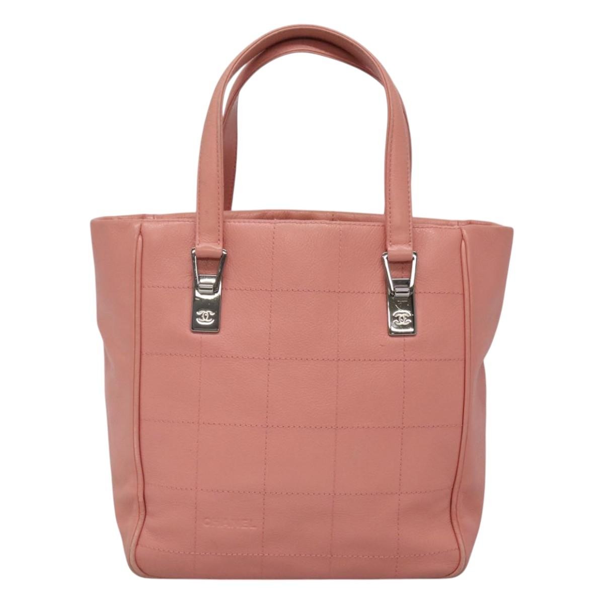 Chanel Chocolate Bar Coco Mark handbag Caviar skin, PINK, LEATHER, Handbag