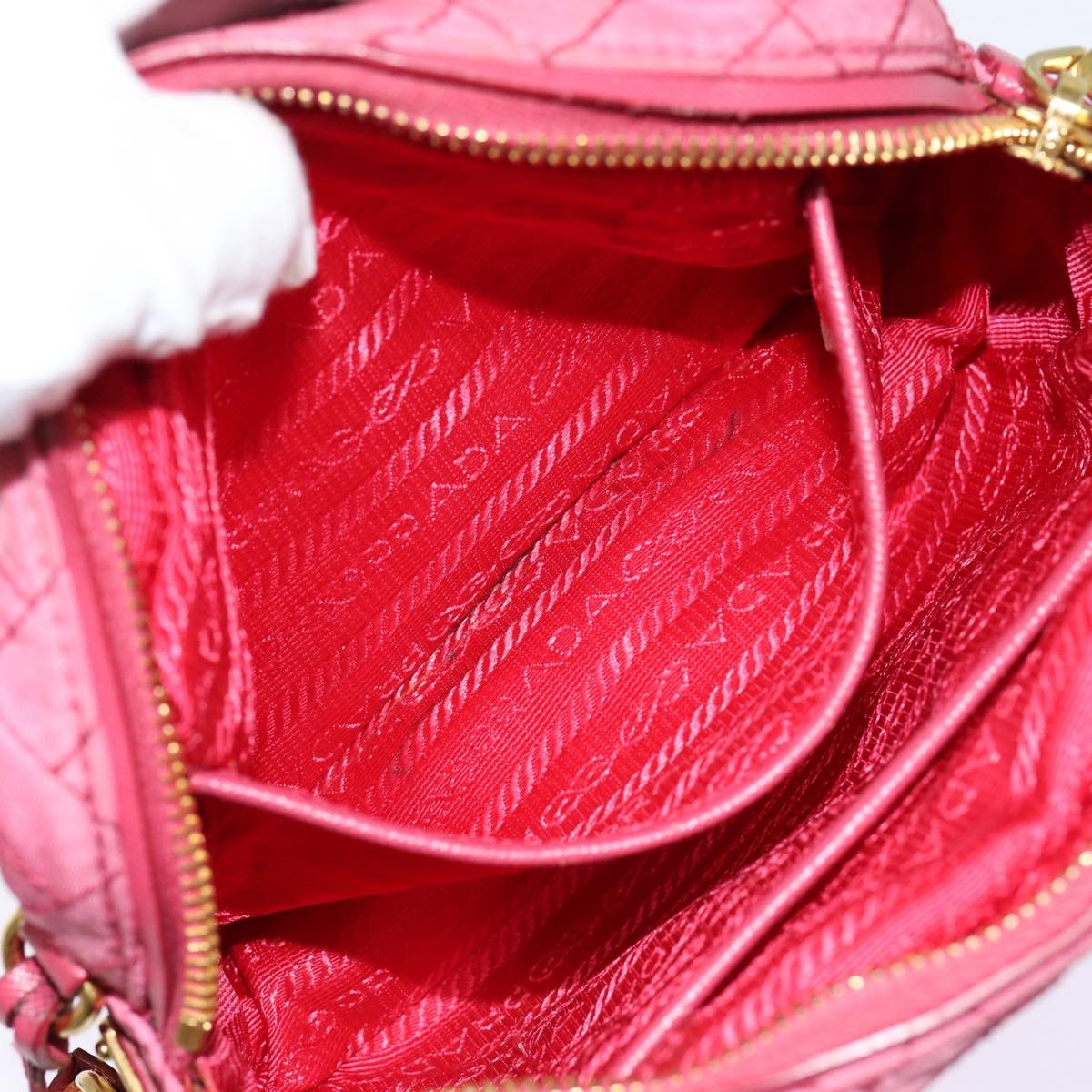 Prada Vintage Shoulder Bag Quilted Tessuto, PINK, NYLON, Shoulder bag