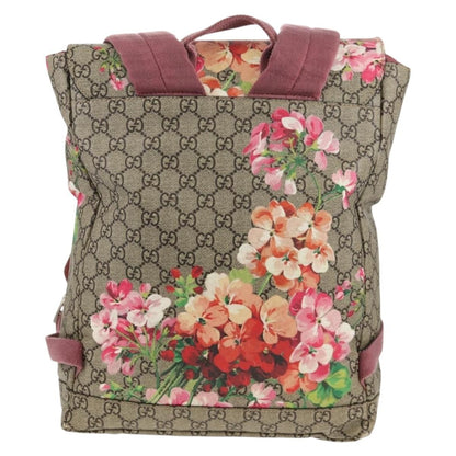 Gucci Buckle Backpack Blooms Print GG Coated Canvas, BEIGE, CANVAS, Backpack