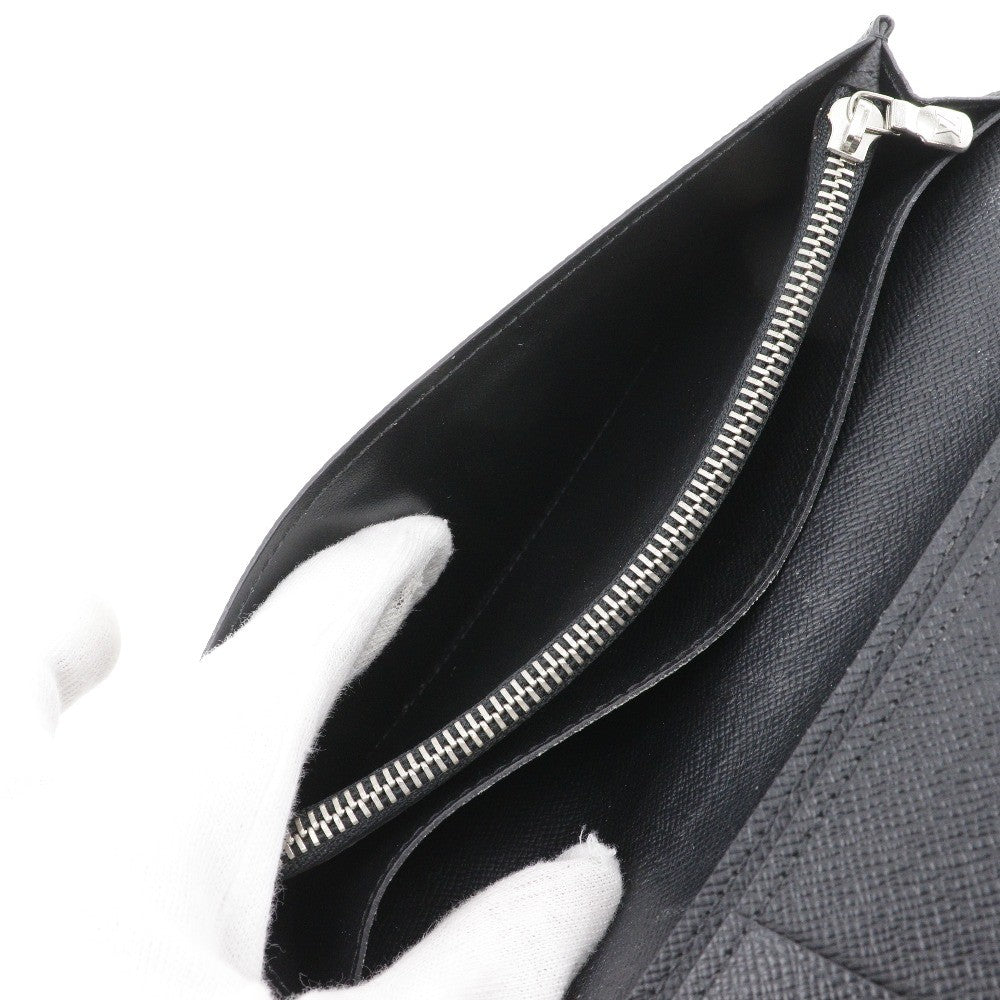 Louis Vuitton Brazza Long Bifold wallet Taiga Leather, BLACK, LEATHER, Wallets