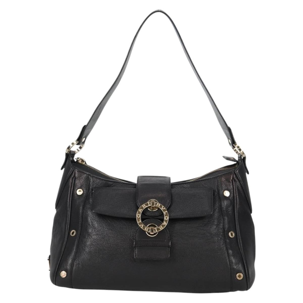 Bvlgari Chandra Top Handle Bag Leather, BLACK, LEATHER, Shoulder bag