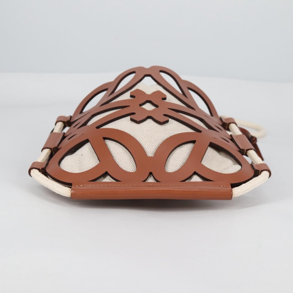 Loewe Anagram Drawstring Bucket Crossbody Bag Leather with Canvas, BEIGE, LEATHER, Crossbody bag