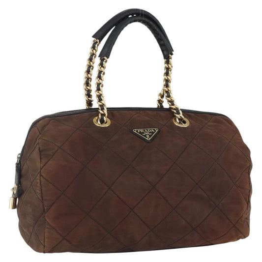 Prada Vintage Chain Handbag Tessuto, BROWN, NYLON, Handbag