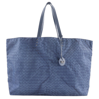 Bottega Veneta Intrecciolusion Tote Printed Nylon, NAVY, NYLON, Tote bag