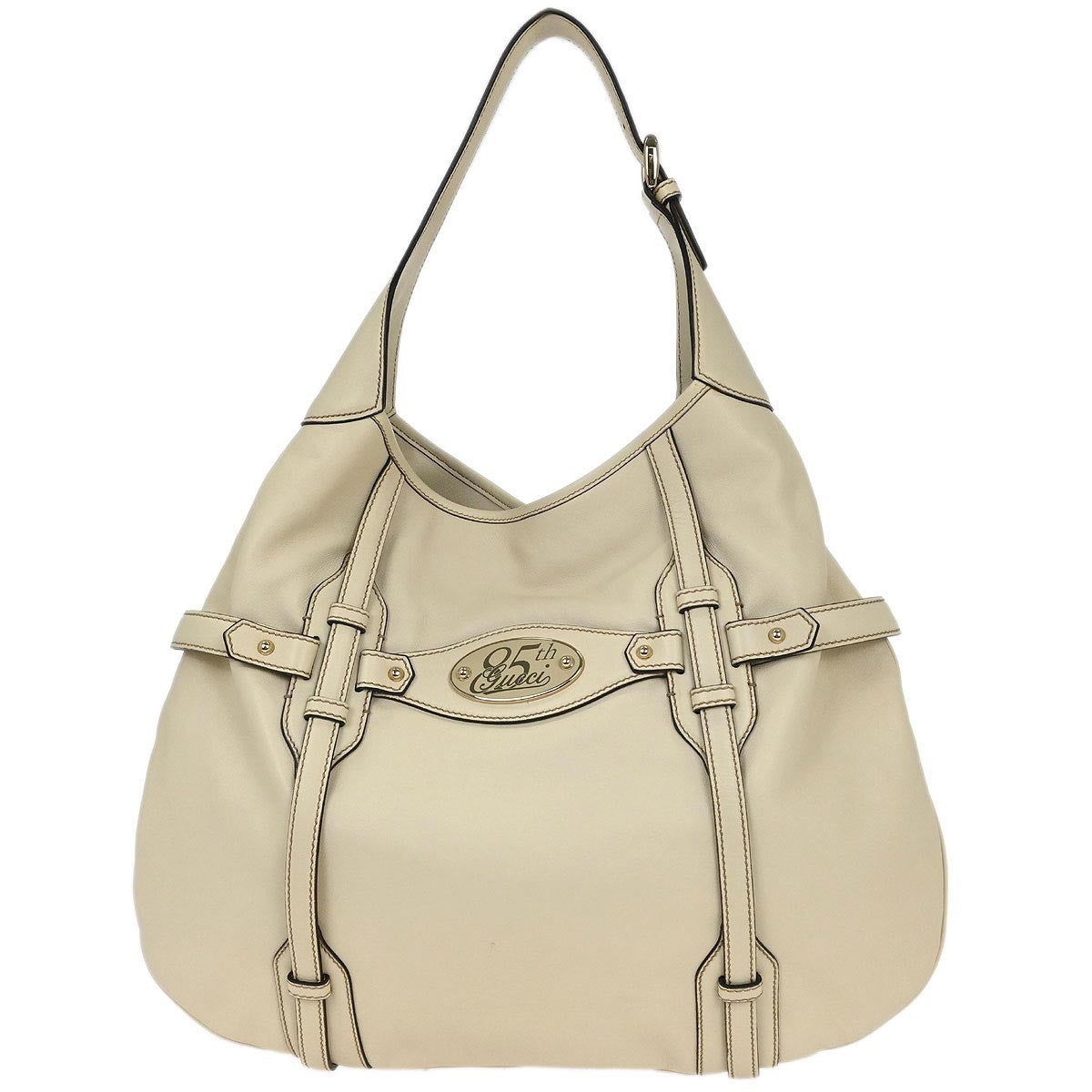 Gucci 85th Anniversary Hobo Leather, ECRU, LEATHER, Handbag