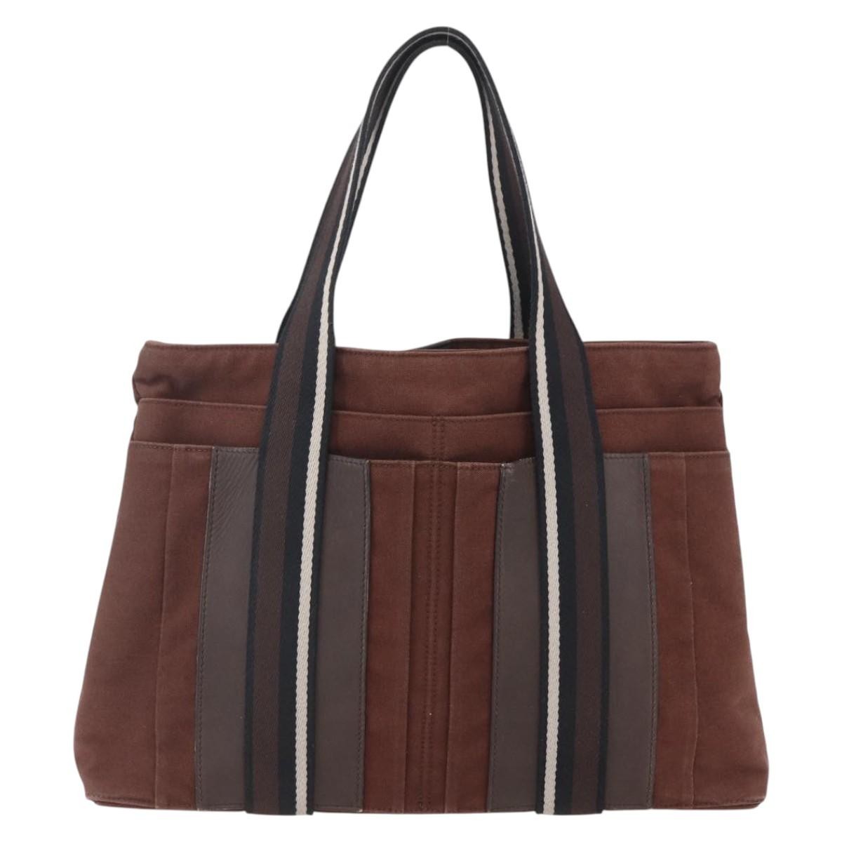 Hermes Troca Horizontal Tote Canvas, BROWN, CANVAS, Tote bag