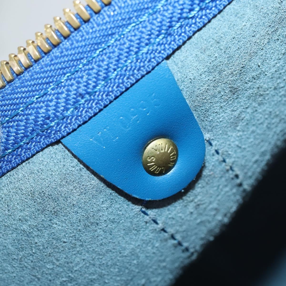 Louis Vuitton Keepall Bag Epi Leather, BLUE, LEATHER, Travel bag