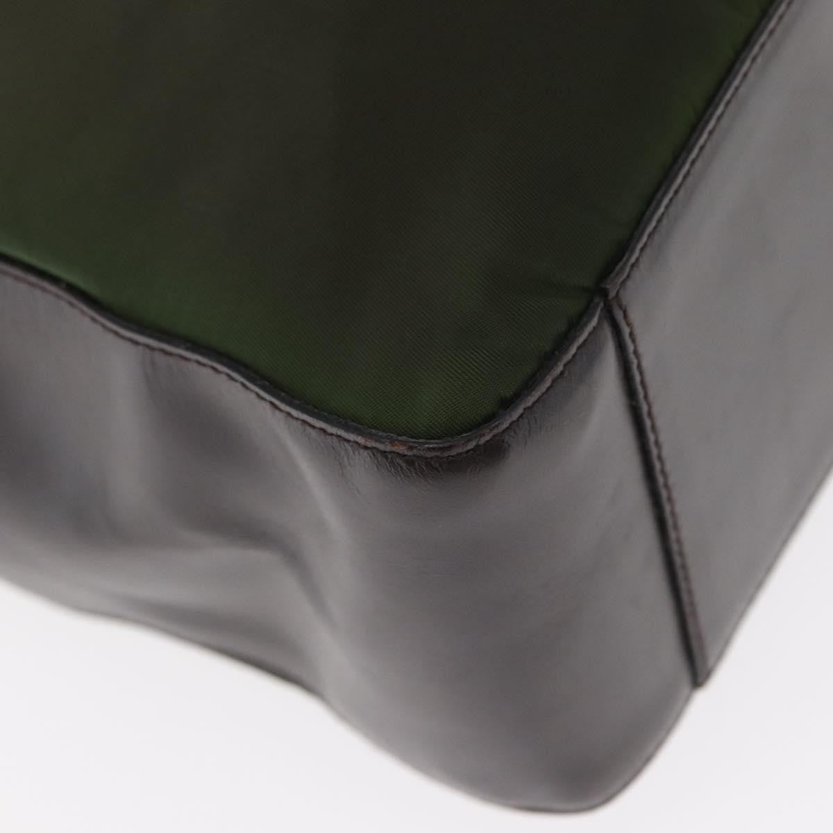 Prada Logo Shopping Tote Canvas with Leather, KHAKI, NYLON, Handbag