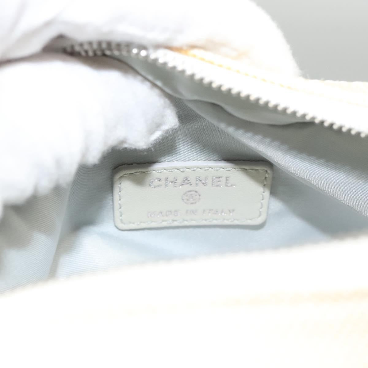 Chanel Biarritz Cosmetic Pouch Quilted Coated Canvas, GRAY, PVC, Clutche & pouche