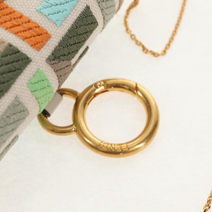 Fendi Chain Baguette Charm Bag Zucca Embroidered Canvas, MULTICOLOUR, CANVAS, Shoulder bag