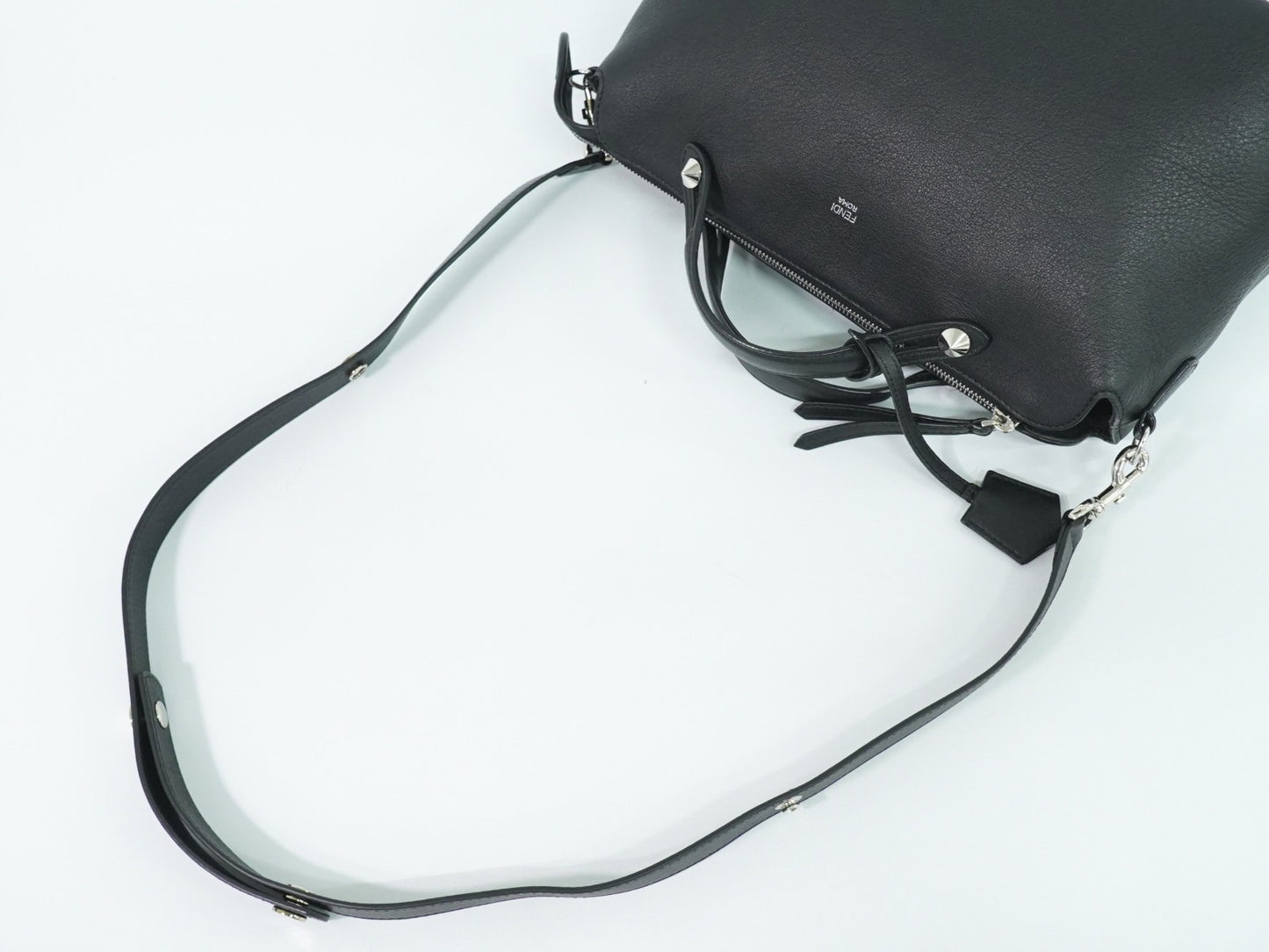 Fendi By The Way Satchel Leather, BLACK, LEATHER, Handbag