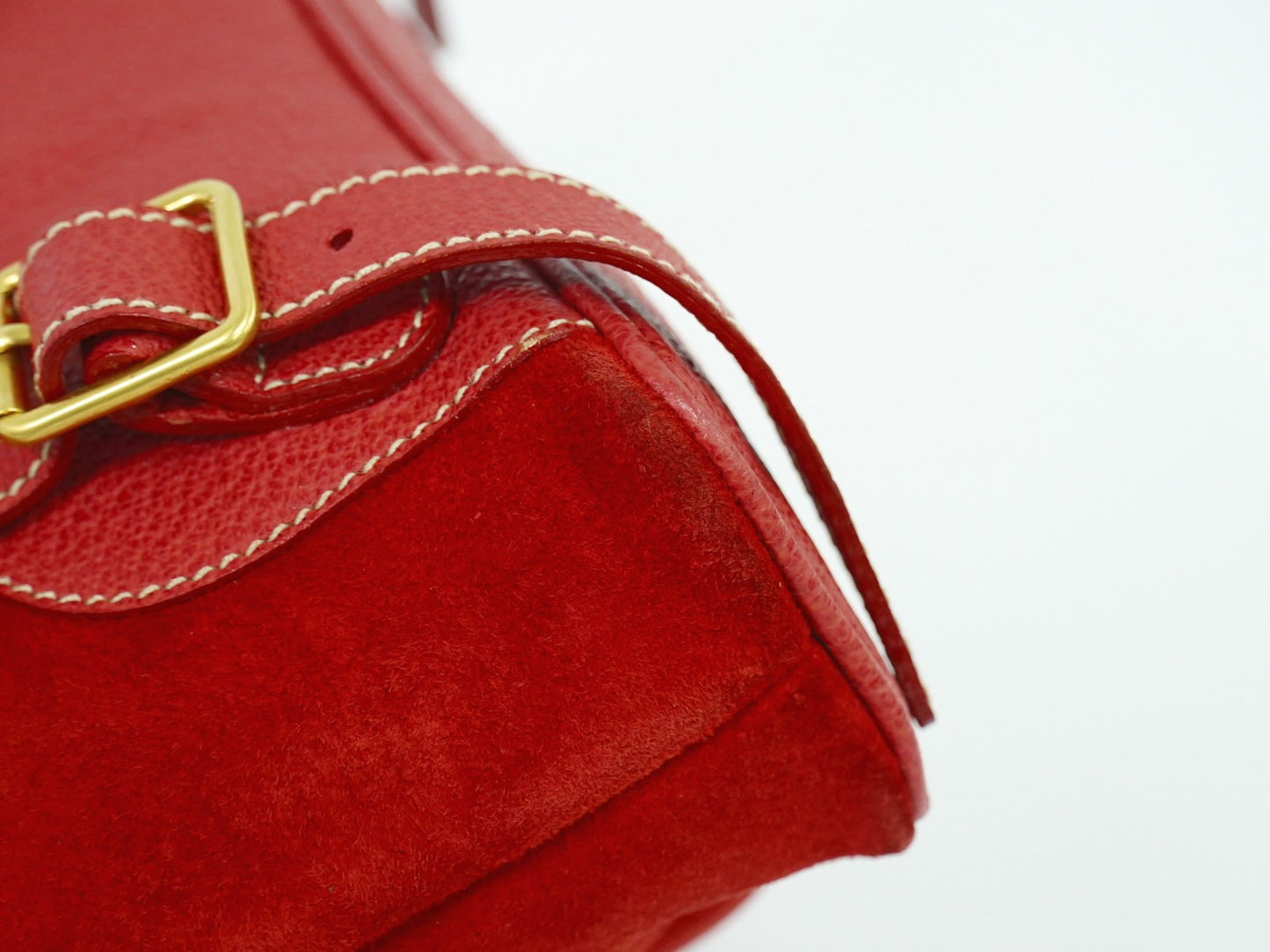 Gucci Vintage Bamboo Backpack Suede, RED, SUEDE, Backpack