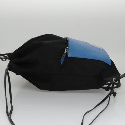 Prada Logo Drawstring Backpack Tessuto with Printed Saffiano, BLACK, NYLON, Backpack