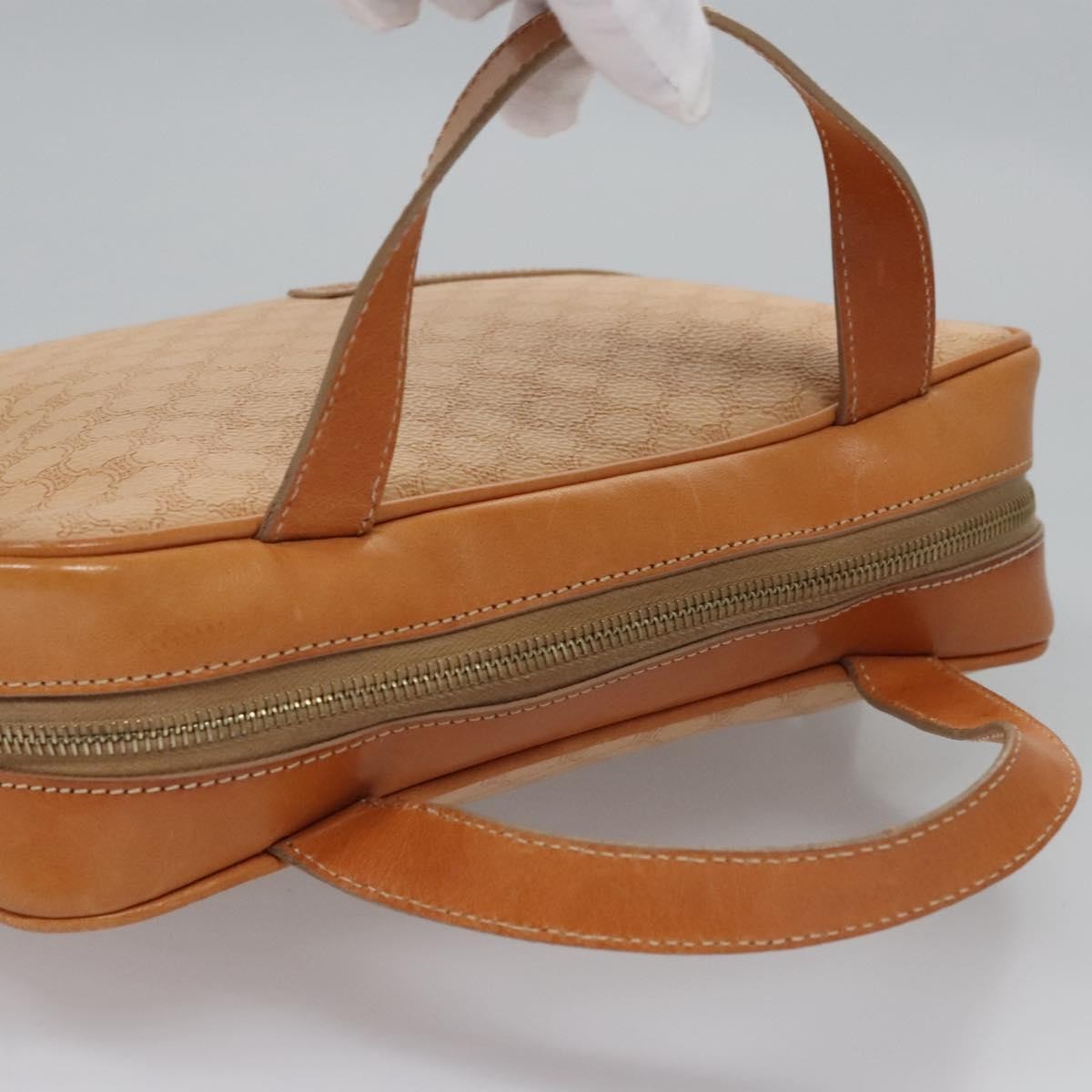 Celine Vintage Macadam Handbag Canvas and Leather, BEIGE, PVC, Handbag