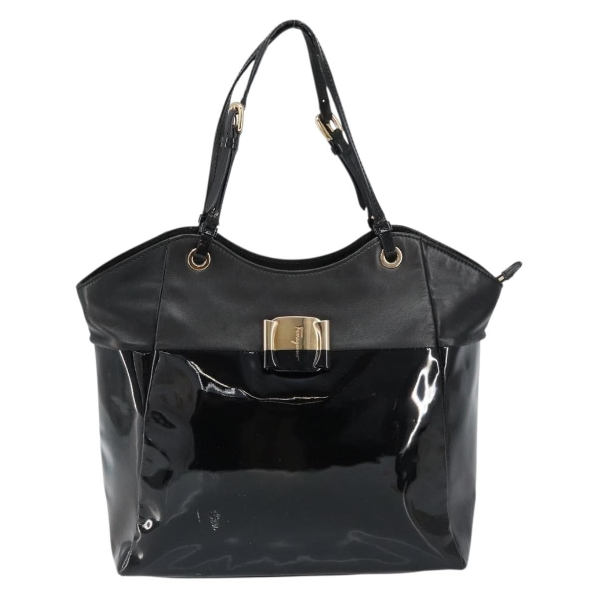 Salvatore Ferragamo Vala tote Patent Leather, BLACK, PATENT_LEATHER, Tote bag