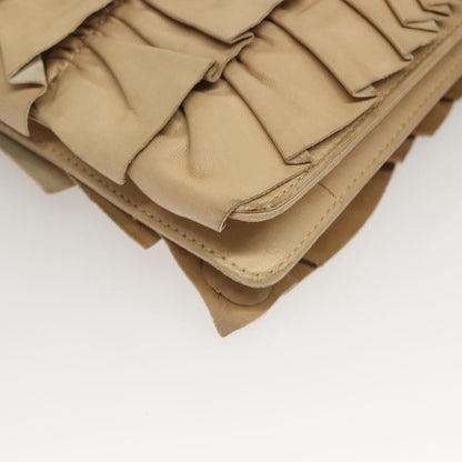 Chanel Ruffle Chain Pochette Lambskin, BEIGE, LEATHER, Clutche & pouche