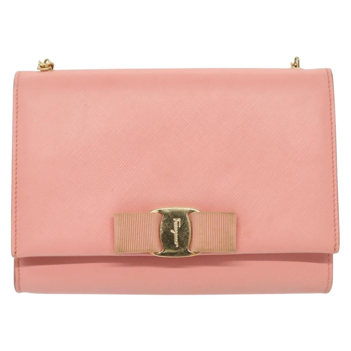 Salvatore Ferragamo Ginny Crossbody Bag Leather, PINK, LEATHER, Shoulder bag