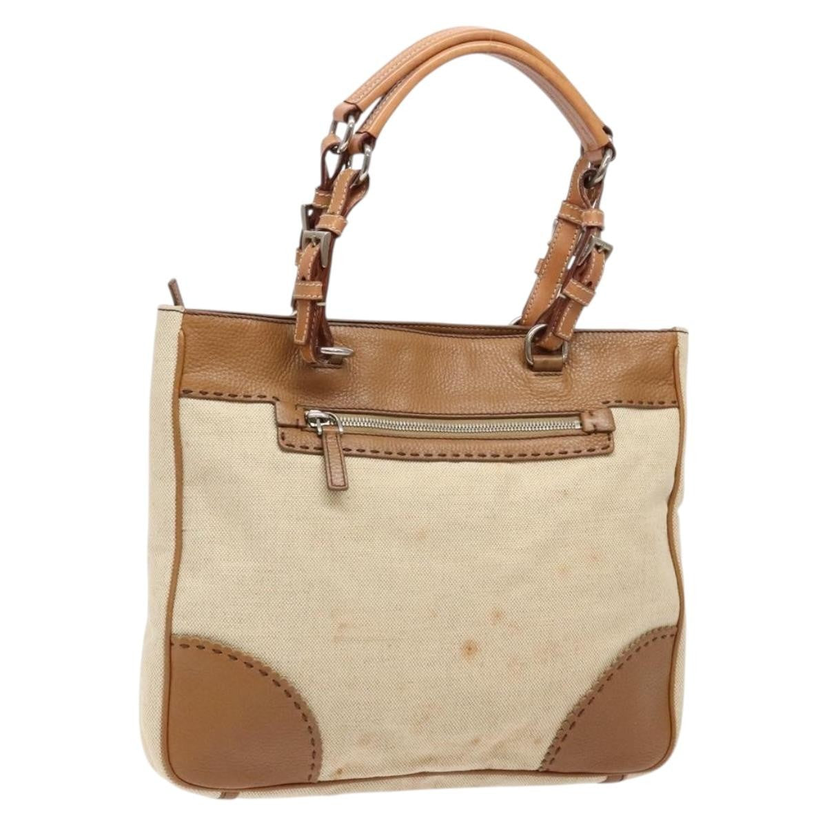Prada Vintage Convertible Tote Canvas and leather, BEIGE, CANVAS, Tote bag